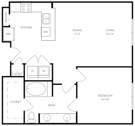 1 bed, 1 bath, 796 sqft, $1,374