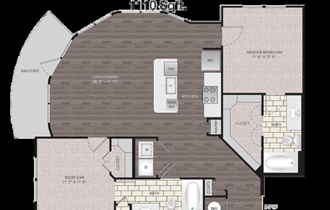 2 beds, 2 baths, 1,110 sqft, $2,236