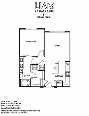 1 bed, 1 bath, 758 sqft, $1,329