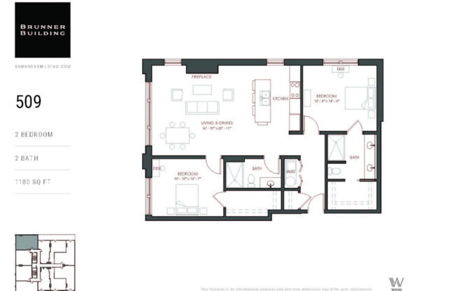 2 beds, 2 baths, 1,230 sqft, $2,495, Unit 509