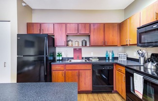 refrigerator with dishwasher at Uptown Lake Apartments, Minneapolis