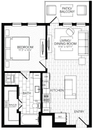 1 bed, 1 bath, 672 sqft, $2,432