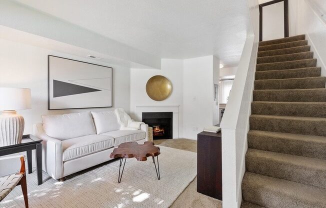 Model living room and stairs