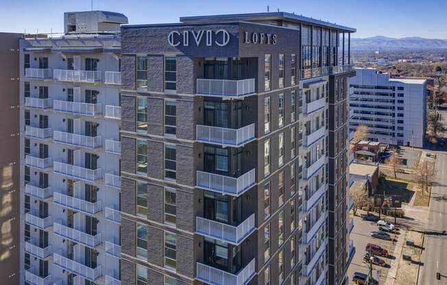 Exterior view of Civic Lofts Apartment Building