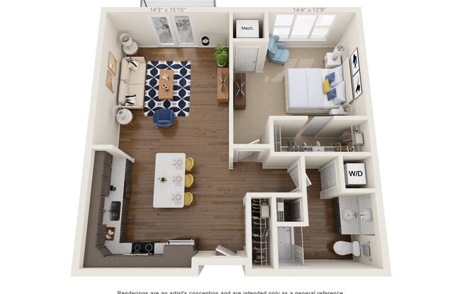 1 bed, 1 bath, 855 sqft, $1,469, Unit 143-102