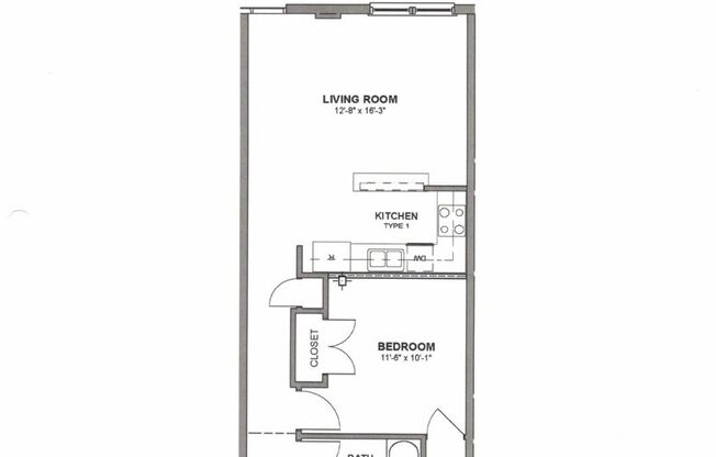 1 bed, 1 bath, 629 sqft, $1,050, Unit 103
