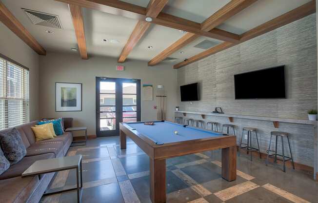 Recreation Room with Billiards Table at Retreat at the Flatirons, Broomfield, CO