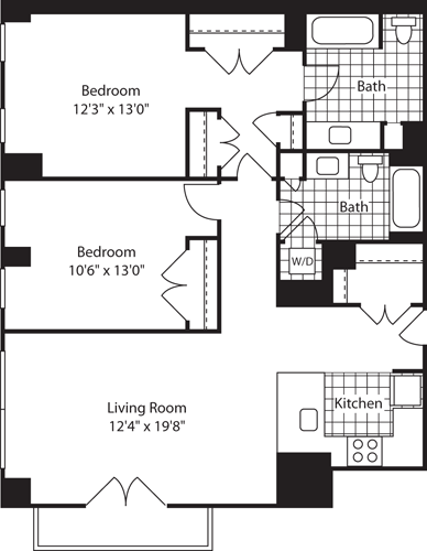 2 beds, 2 baths, 1,175 sqft, $5,143, Unit 406