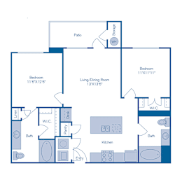 2 beds, 2 baths, 963 sqft, $1,574