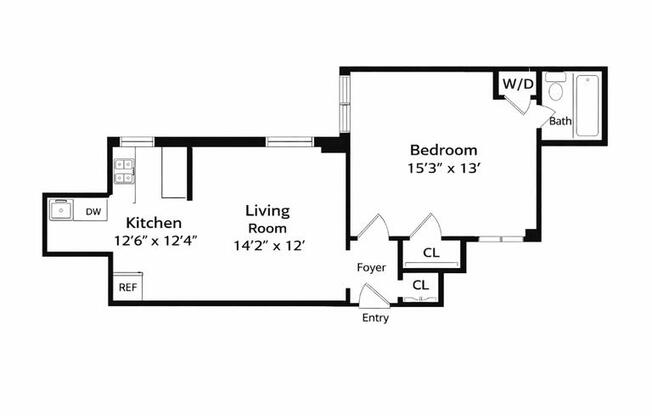 1 bed, 1 bath, $5,000, Unit 12D
