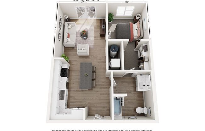 1 bed, 1 bath, 722 sqft, $1,575, Unit 2-205