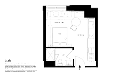 Studio, 1 bath, 270 sqft, $1,215