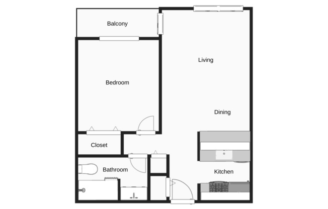 1 bed, 1 bath, 684 sqft, $720