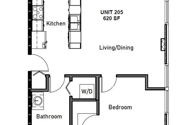 1 bed, 1 bath, 525 sqft, $1,575, Unit 205