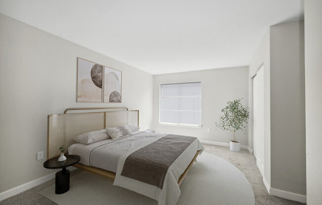 Model bedroom with large window