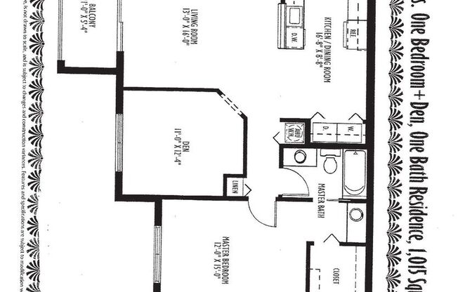 2 beds, 1 bath, 1,015 sqft, $2,175, Unit 13 - 1302