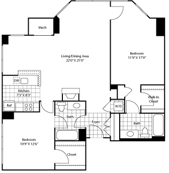 2 beds, 2 baths, 1,150 sqft, $4,269, Unit 0805