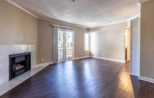 Living Room with Fireplace and Hard Surfacing Flooring