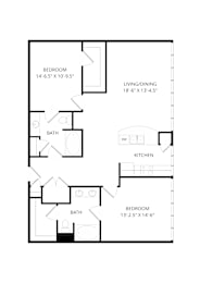 2 beds, 2 baths, 1,195 sqft, $1,960
