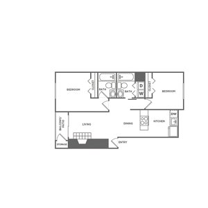2 beds, 2 baths, 970 sqft, $2,151