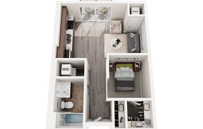 Studio, 1 bath, 555 sqft, $1,527