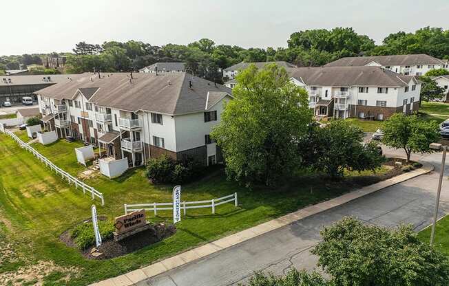 an aerial view of an apartment complex