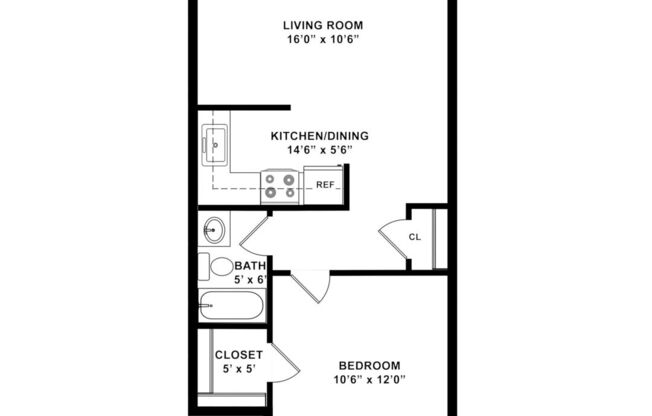 1 bed, 1 bath, 550 sqft, $1,192