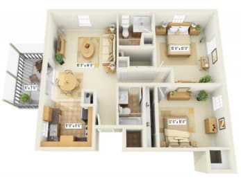 2 beds, 2 baths, 1,039 sqft, $1,834