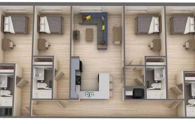 4 beds, 4 baths, 1,094 sqft, $2,900, Unit 203