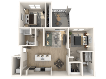 2 beds, 2 baths, 1,076 sqft, $1,875
