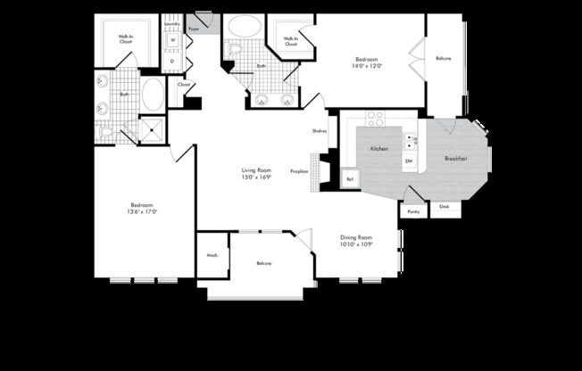 2 beds, 2 baths, 1,420 sqft, $2,256, Unit 127