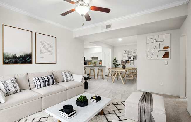 a living room with a couch and a coffee table