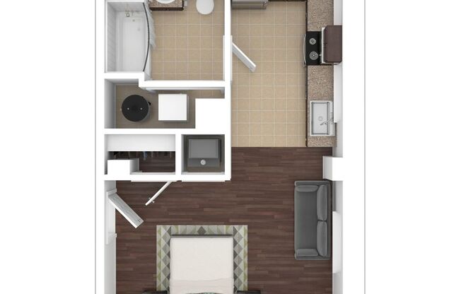 Studio, 1 bath, 474 sqft, $1,965, Unit H-407