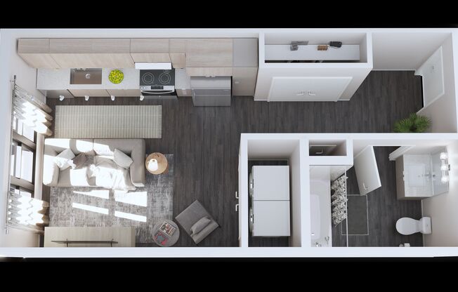 Studio, 1 bath, 384 sqft, $1,825, Unit A-413