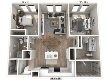 2 beds, 2 baths, 1,092 sqft, $2,304