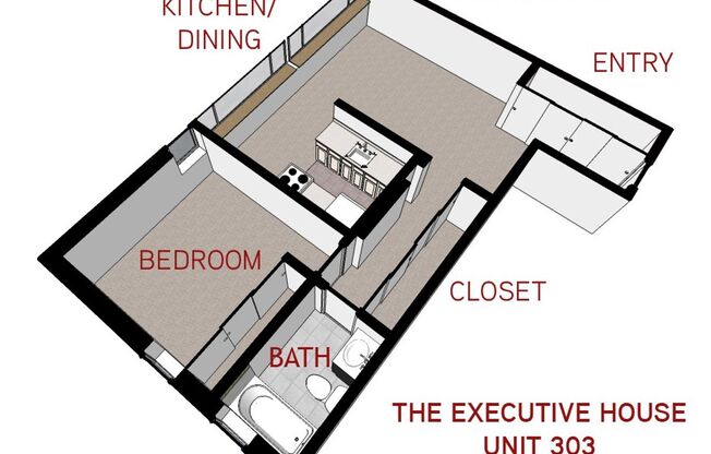 1 bed, 1 bath, 605 sqft, $1,050, Unit 303