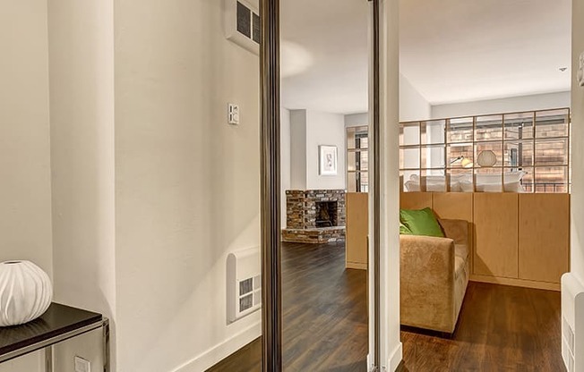 a view of the living room from the dining room