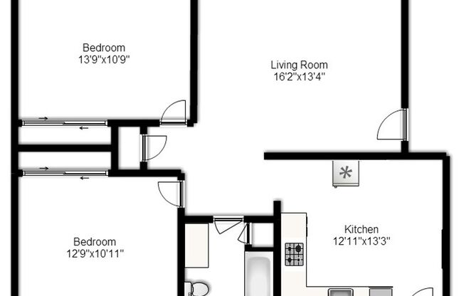 2 beds, 1 bath, 903 sqft, $1,170, Unit K-6