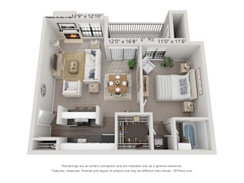 1 bed, 1 bath, 600 sqft, $811