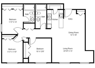 3 beds, 2 baths, 1,336 sqft, $1,788