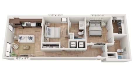 2 beds, 2 baths, 897 sqft, $1,873