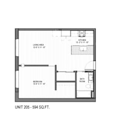 1 bed, 1 bath, 594 sqft, $1,350