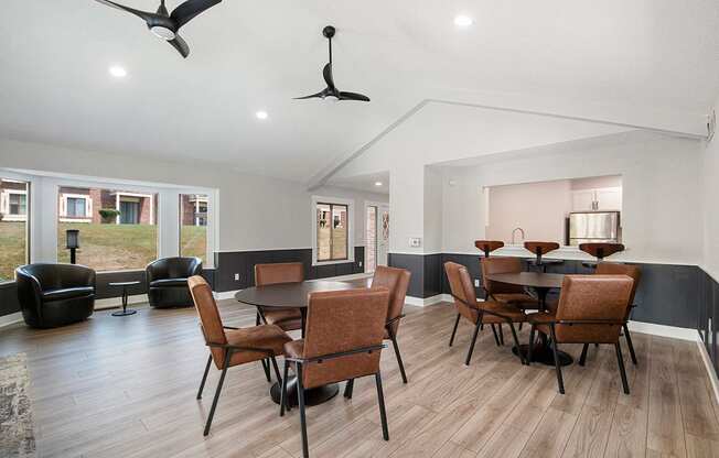 A modern dining area in the community building at Wingate Apartments, Kentwood