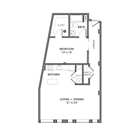 1 bed, 1 bath, 725 sqft, $2,056