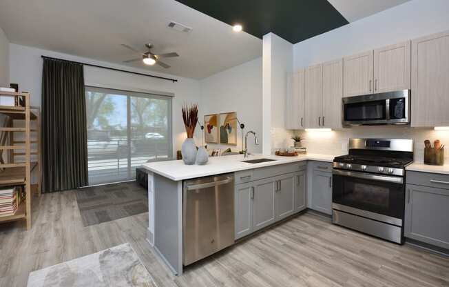 Kitchen area at The Flats at West Alabama, Texas