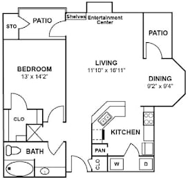 1 bed, 1 bath, 853 sqft, $1,482