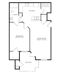 1 bed, 1 bath, 843 sqft, $1,380