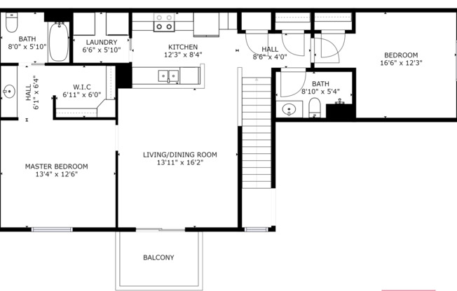 2 beds, 2 baths, 1,135 sqft, $1,595, Unit 1787-04