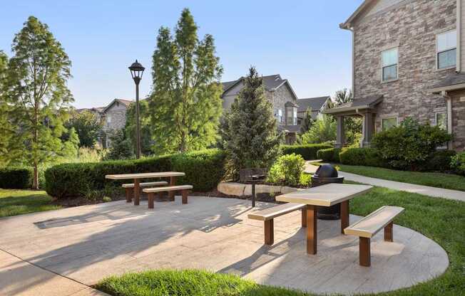 Park with benches and a picnic table at Adara Overland Park, Kansas