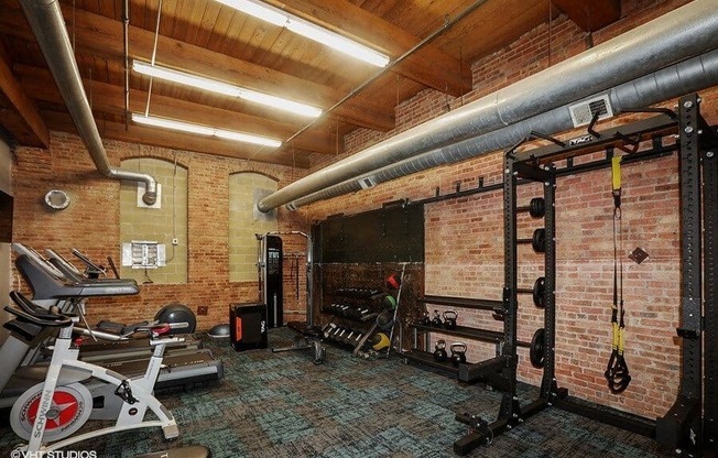 Updated gym with diverse equipmentat Carriage House Lofts, Chicago, 60605